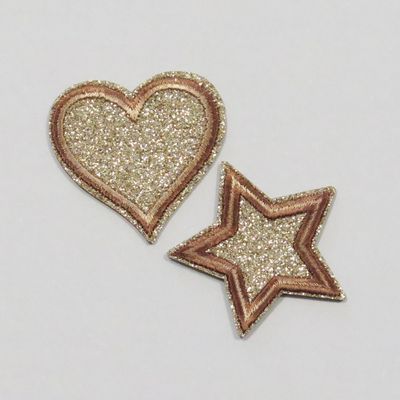 Motiv - Hjerte/stjerne, Beige glitter (4,3 x 4,3 cm)