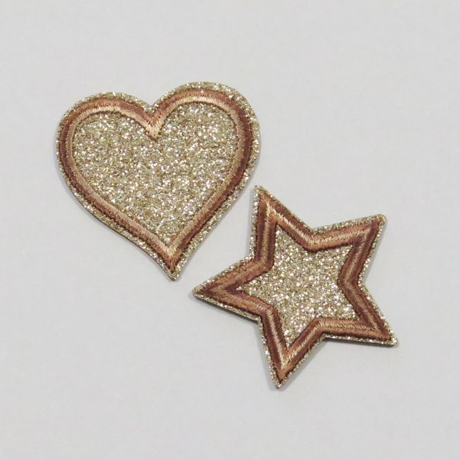Hovedbilde Motiv - Hjerte/stjerne, Beige glitter (4,3 x 4,3 ...