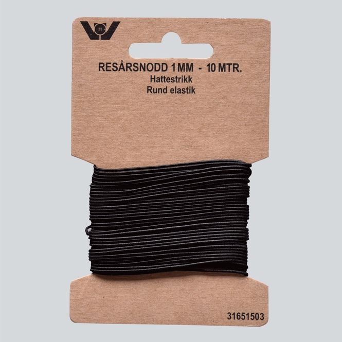 Hovedbilde Elastikk rund - 1 mm, Svart (10 m)